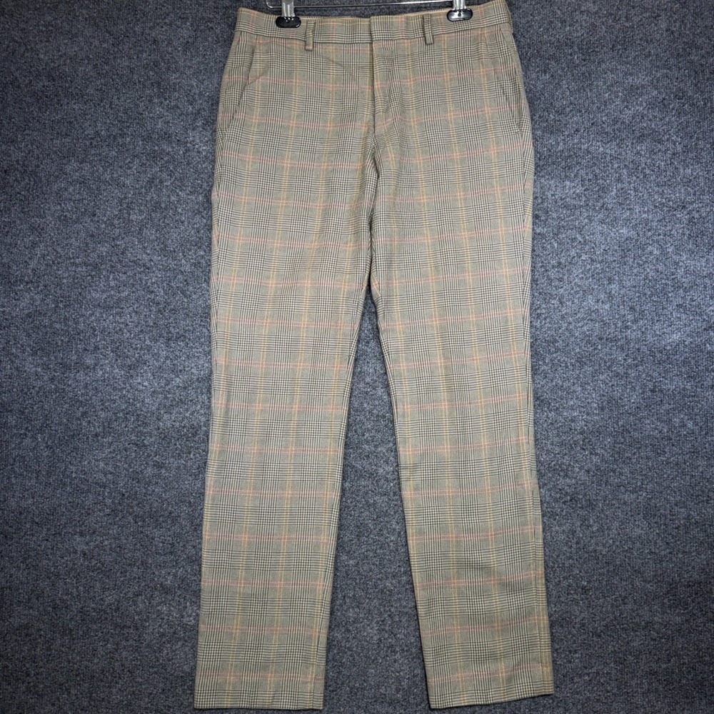 J.Crew Ludlow Slim Suit Pants Mens 31x32 Tan Glen Plaid Moon Worsted Wool Cotton
